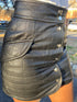 quilted leather skirt with silver buttons in the front