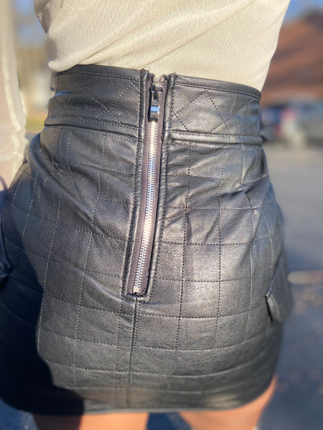 quilted leather mini skirt