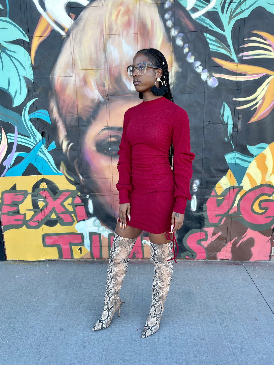 ruched long sleeve dress 